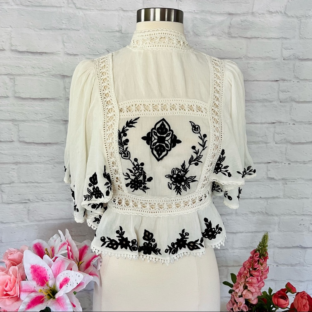 Free People Embroidered Blouse